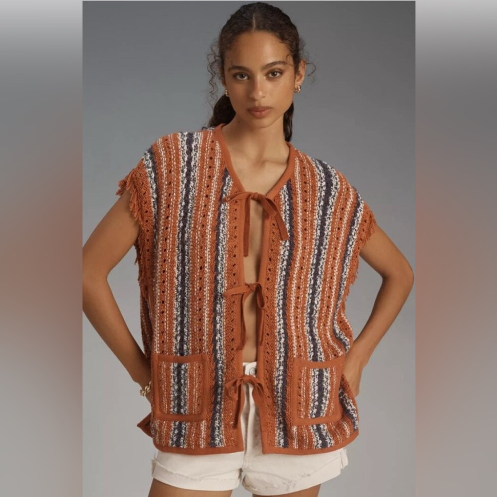 **NEW** Anthropologie Pilcro Space Dye Sweater Vest boho sleeveless cardigan